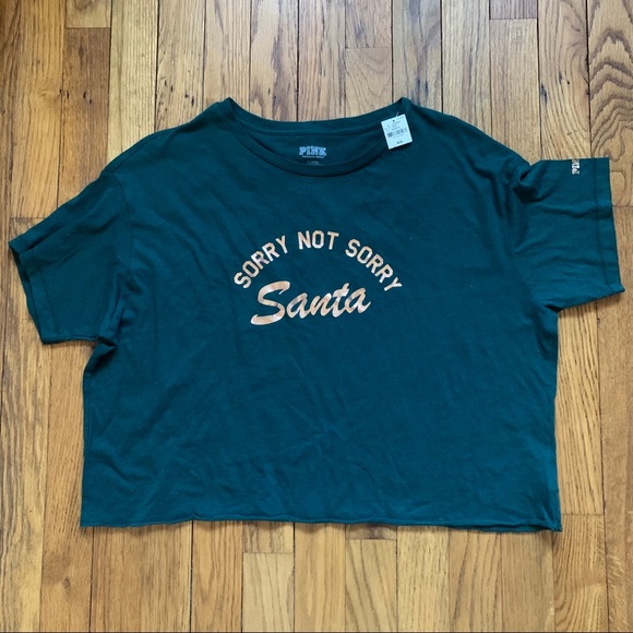 Vs pink sorry not sorry Santa crop tee - Picture 3 of 3